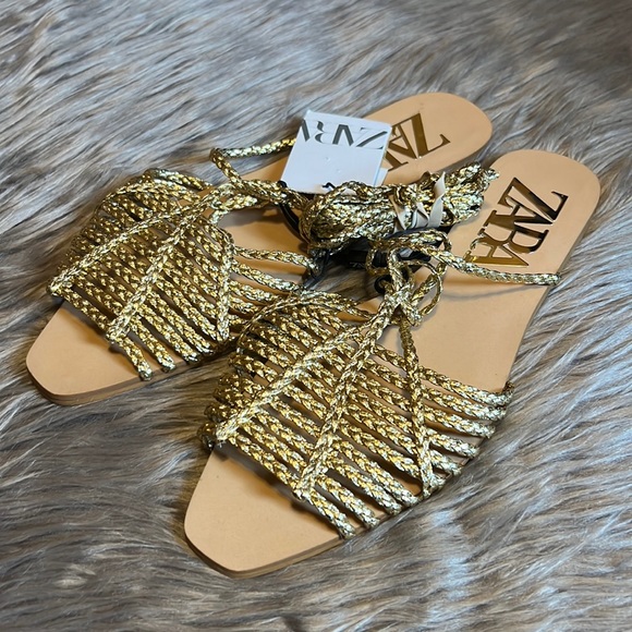 Zara Gold Gladiator Sandals